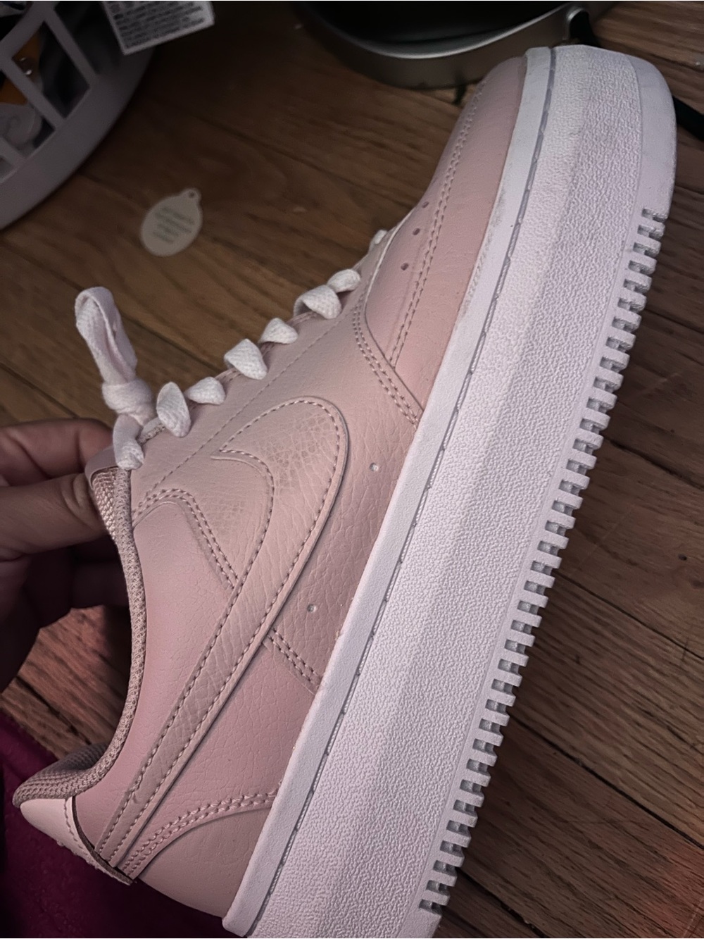 Nike Air Force chunky heel Women's Pink Leather Platform Sneaker
